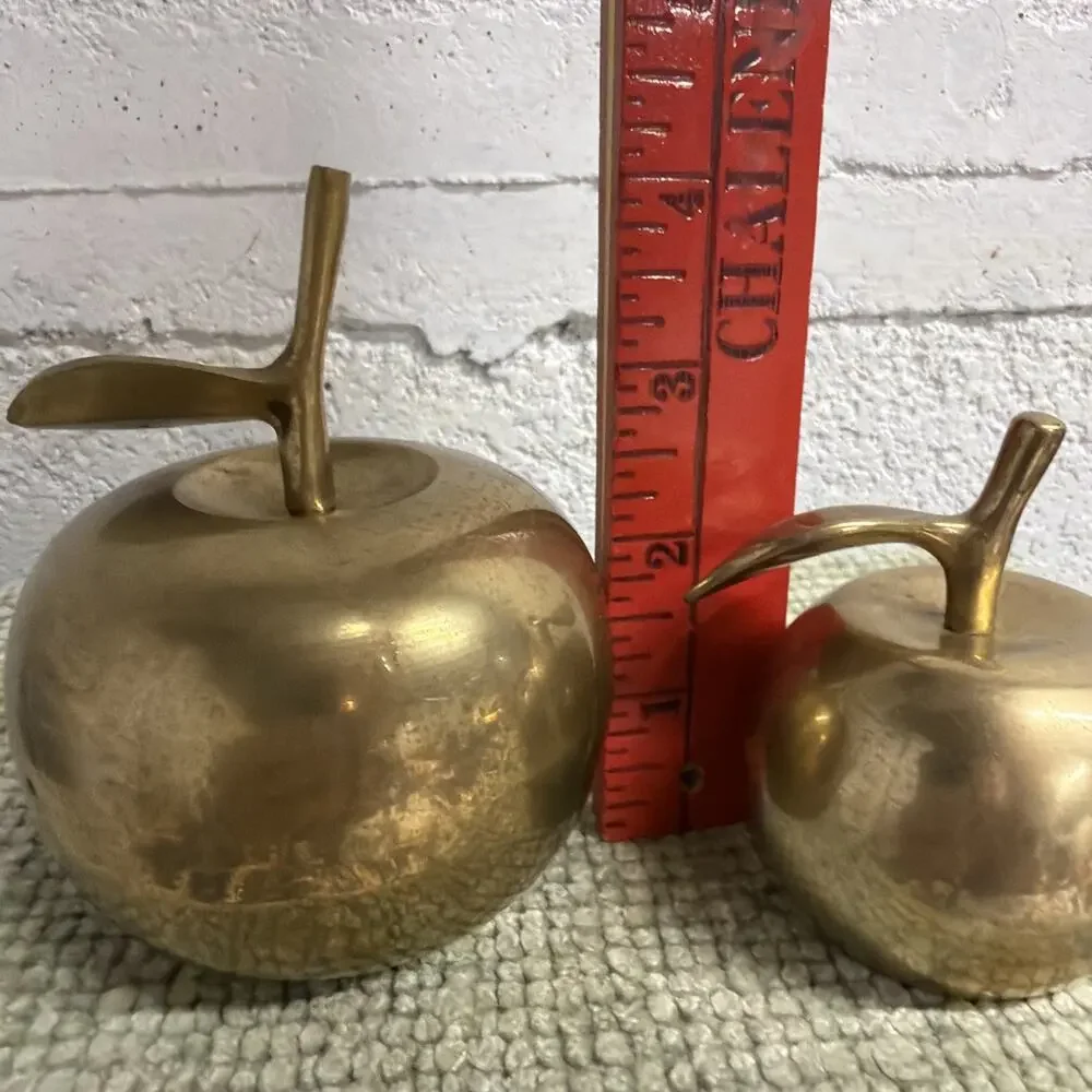 Vintage Pair Of Solid Brass Apple Bells Excellent Teacher Gift Back To School